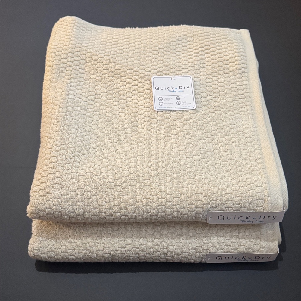 2pc TRULY LOU Quick Dry Zero Twist Cotton Bath Towel Set - Birch